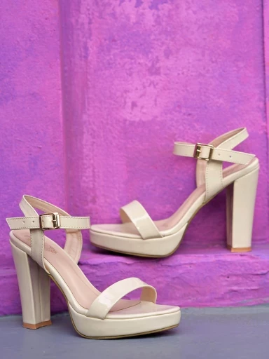 Stylestry Stylish Cream High Heeled Sandals For Women & Girls