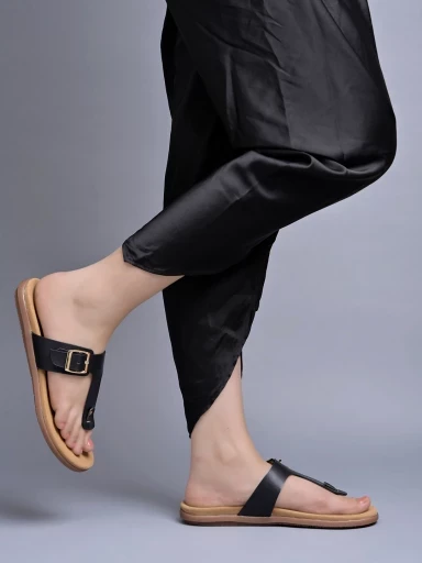 Stylestry Stylish Solid Black Flats For Women