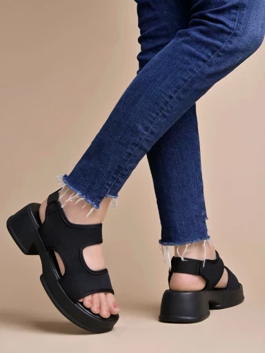 Stylestry Comfortable  & Sporty Black Sandals For Women & Girls