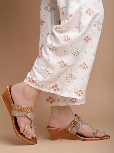 Stylestry Embellished Ethnic Copper Wedges For Women & Girls