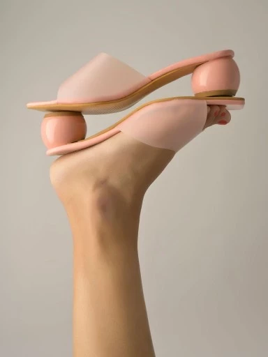 Stylestry Clear Strap Solid Peach Block Heels For Women & Girls