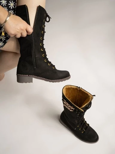 Stylestry Stylish Casual Comfortable Black Boots with elegant side chain For Women & Girls