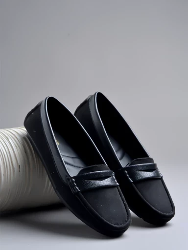 Stylestry upper Suede Detailed Black Loafers For Women & Girls