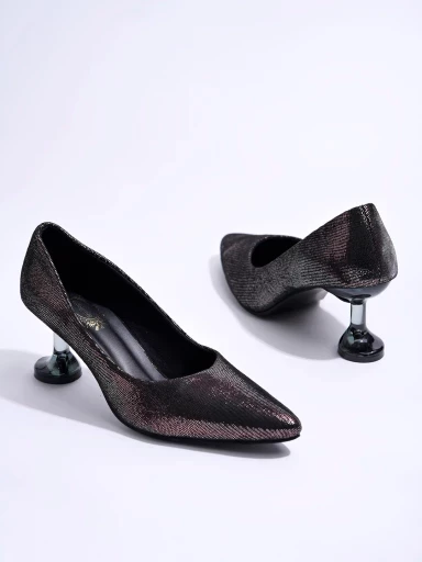 Stylestry Shimmer Decor Pointed Toe Stylish Wine Pumps For Women & Girls