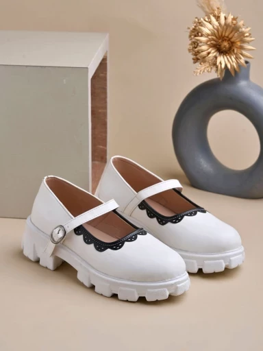 Stylestry Round Toe White Mary Janes Bellies For Women & Girls