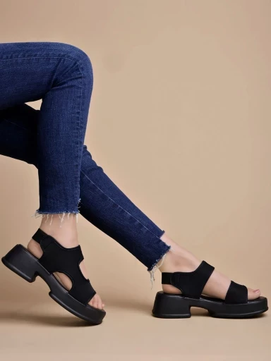 Stylestry Comfortable  & Sporty Black Sandals For Women & Girls