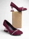 Stylestry Rhinestone Decor Pointed Toe Stylish Cherry Pumps For Women & Girls