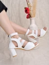 Stylestry Strappy White Heeled Sandals For Women & Girls