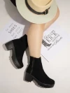Stylestry Womens & Girls Black Zipper High Top Heeled Boots
