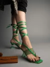 Stylestry Clear Strap Stylish Green Block Heeled Sandals For Women & Girls