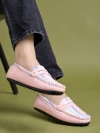 Stylestry upper Strip Detailed Pink Loafers For Women & Girls