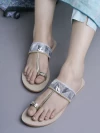 Stylestry Elegant Ethnic Silver Kolhapuri Flats For Women & Girls