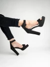 Stylestry Black Ankle Strap Block Heeled Sandals For Women & Girls