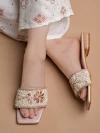 Stylestry Embellished Rose-Gold Flats For Women & Girls