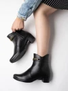Stylestry Elegant Gold Chain Detailed Black Boots For Women & Girls