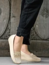 Stylestry Smart Casual Buckle Detailed Cream Loafers For Women & Girls