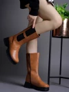 Stylestry Smart Casual Tan Long Boots For Women & Girls