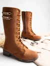 Stylestry Stylish Casual Comfortable Tan Boots with elegant side chain For Women & Girls