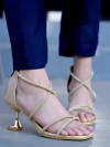 Stylestry crisscross strap Golden Heels For Women & Girls