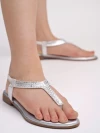 Stylestry Embellished Silver Flat Sandals For Women & Girls