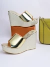 Stylestry Women Gold Solid Wedges