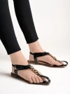 Stylestry Backstrap Black Flat Sandals For Women & Girls