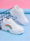 Stylestry Minimalist Rainbow Style White Sneakers For Women & Girls