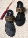 Stylestry Womens & Girls Black Woven Design One Toe Flats