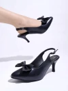 Stylestry Pointed Toe and Bow Detailed Black Pumps For Women & Girls