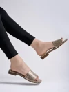 Stylestry Snakeskin upper Embellished Copper Flats For Women & Girls
