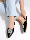 Stylestry Embellished Front Studded Buckle Black Mules For Women & Girls