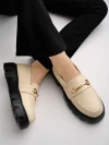 Stylestry Smart Casual Chain Detailed Cream Loafers For Women & Girls