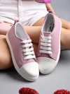 Stylestry Smart Casual Lace-up Peach Sneakers For Women & Girls