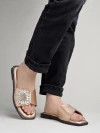 Stylestry Embellished Crystal Buckle Detailed Rose-Gold Flats For Women & Girls