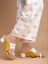 Stylestry Classic Heeled Yellow Kolhapuri For Women & Girls