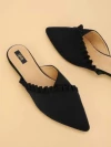 Stylestry Womens & Girls Black Solid Velvet Mules