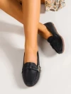 Stylestry Side Buckle Detailed Black Loafers For Women & Girls