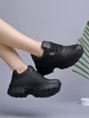 Stylestry Lace-up Detail Black Chunky Sneakers For Women & Girls