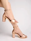 Stylestry  Stylish Ankle Strap Rose-Gold  Block Heeled Sandals For Women & Girls