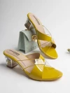 Stylestry Womens & Girls Yellow Transparent Colourblocked Heels