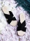 Stylestry Women Black Open Toe Flats