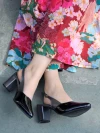 Stylestry Smart Casual Glossy upper detailed Black Pumps for Women & Girls