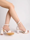 Stylestry Stylish Ankle Strap White Block Heeled Sandals For Women & Girls