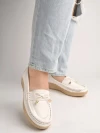 Stylestry Upper Bow Detailed White Loafers For Women & Girls