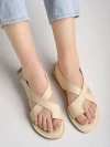 Stylestry Crossover Back Strap Flat Cream Sandals For Women & Girls