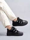 Stylestry Stylish Lace-up Black Colored Sneakers For Women & Girls