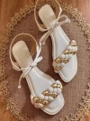 Stylestry Women White Open Toe Flat Sandals