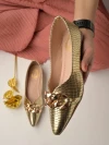 Stylestry Stylish Pointed Toe Golden Bellies For Women & Girls