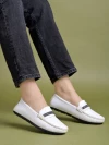 Stylestry upper Chain Detailed White Loafers For Women & Girls
