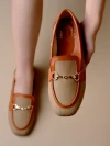 Stylestry Buckle Detailed Tan Loafers For Women & Gilrs